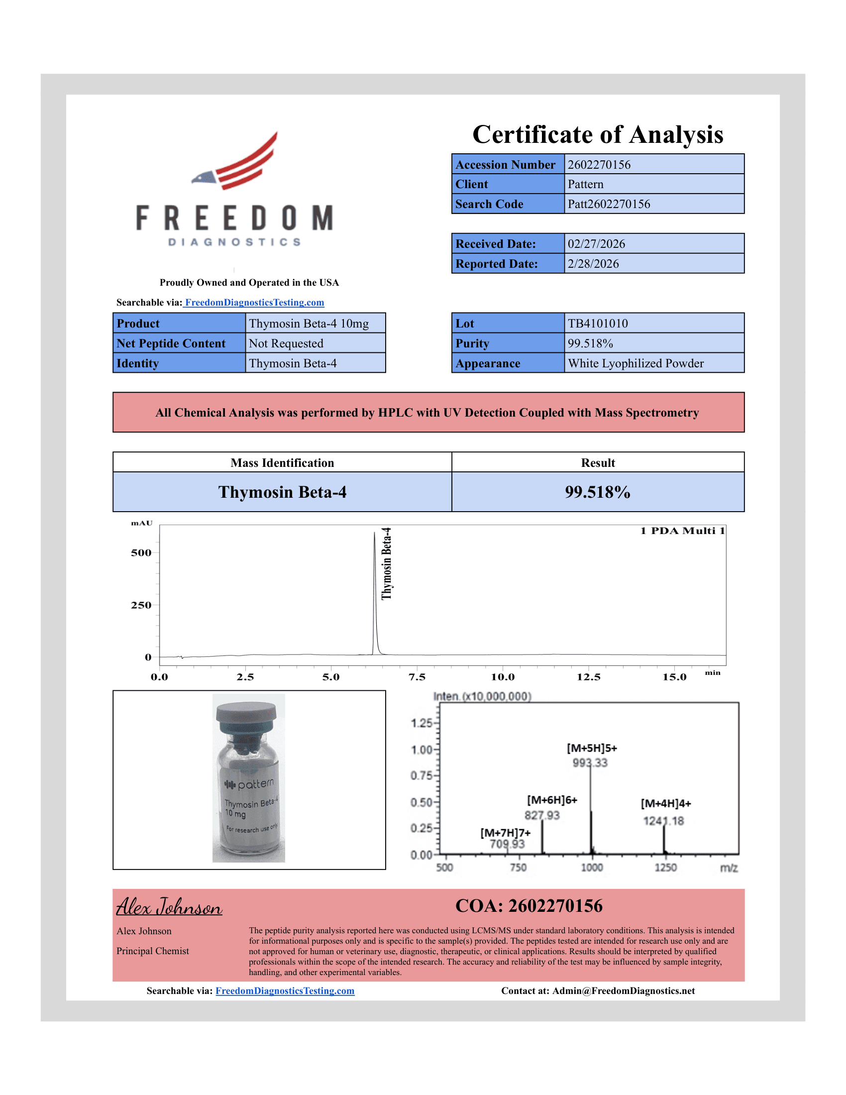 Thymosin Beta-4 COA preview